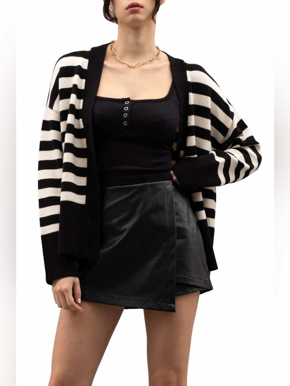 Blu Pepper Stripe Knit Cardigan